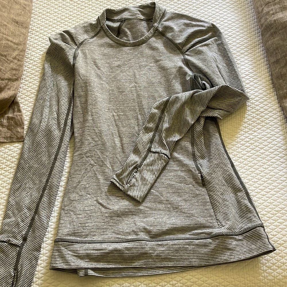 Lululemon Long Sleeve Stripe Shirt with Zipper Pocket